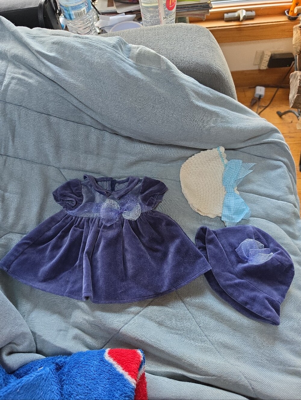 Pleasant Company 15" Bitty Baby Doll Purple Velvateen Outfit & Extra Hat